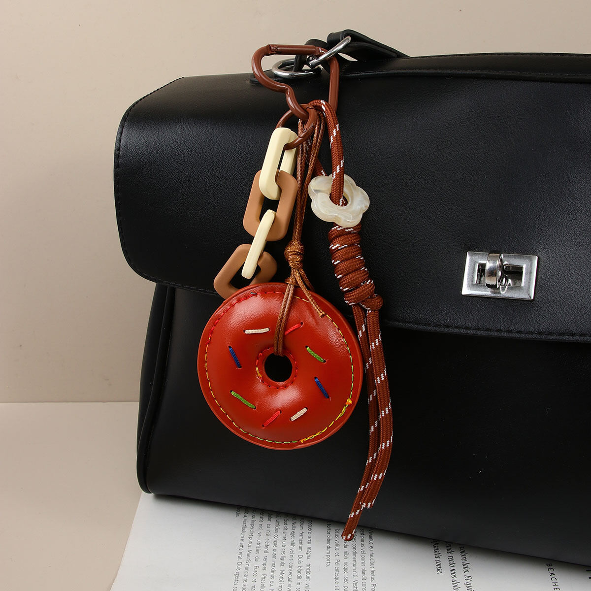 1 Stück Simple Series Niedliche Donut PU Damen Taschenanhänger h5 Bild6