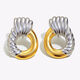 Spliced Twill Ring Handle Geometric Earrings - Two-Tone