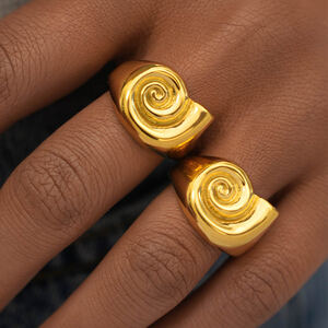 1 Piece Simple Series Retro Thread Stainless Steel Waterproof Gold Color Statement Rings h5 Picture7