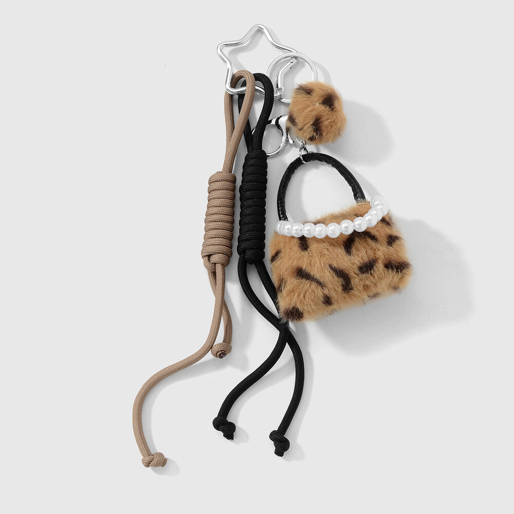 1 Piece Leopard Plush Ball Bag Charm