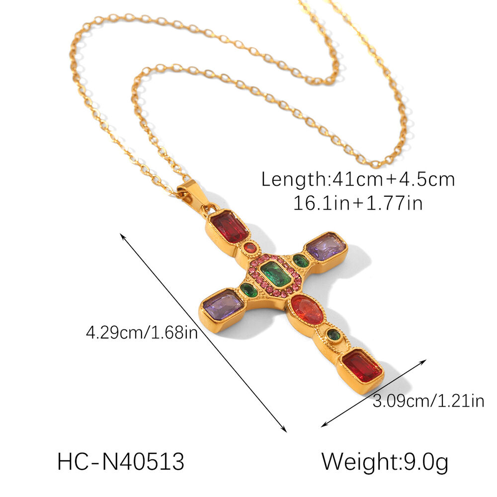 1 Stück tägliche Kreuz-Anhänger-Halskette aus Edelstahl, wasserdicht, goldfarben, für Damen h5Bild2
