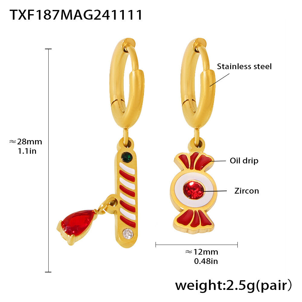 TXF187-Granaat Kerst Multi-element Oorbellen Afbeelding2