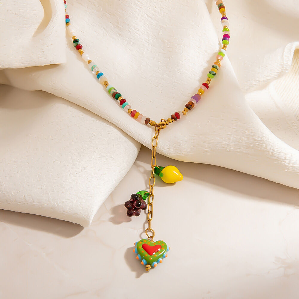 1 Piece Sweet Color Blocking Grape Fruit  Women's Beaded Necklaces 2