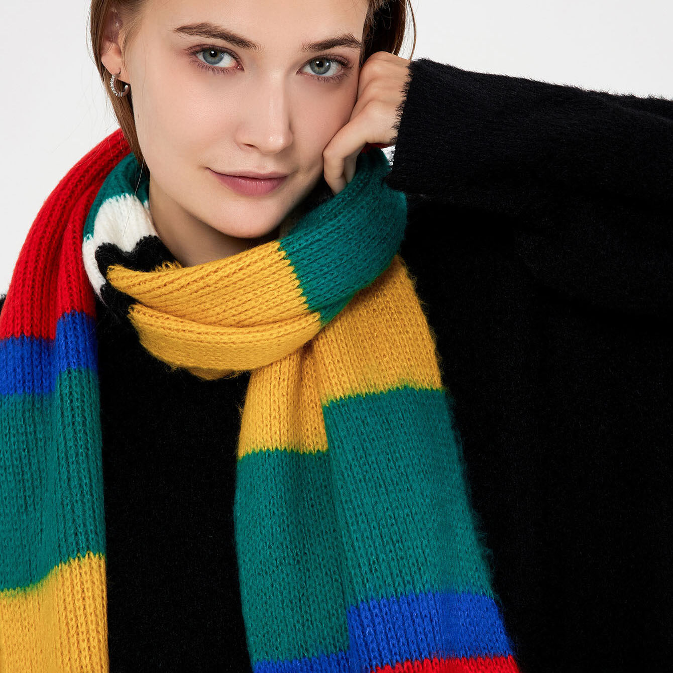 1 Piece Classic Mixed Color Synthetic Fiber Women's Winter Scarves 2