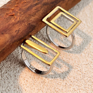 1 Piece Mixed Gold Rectangle Stainless Steel Waterproof Statement Ring h5 Picture2