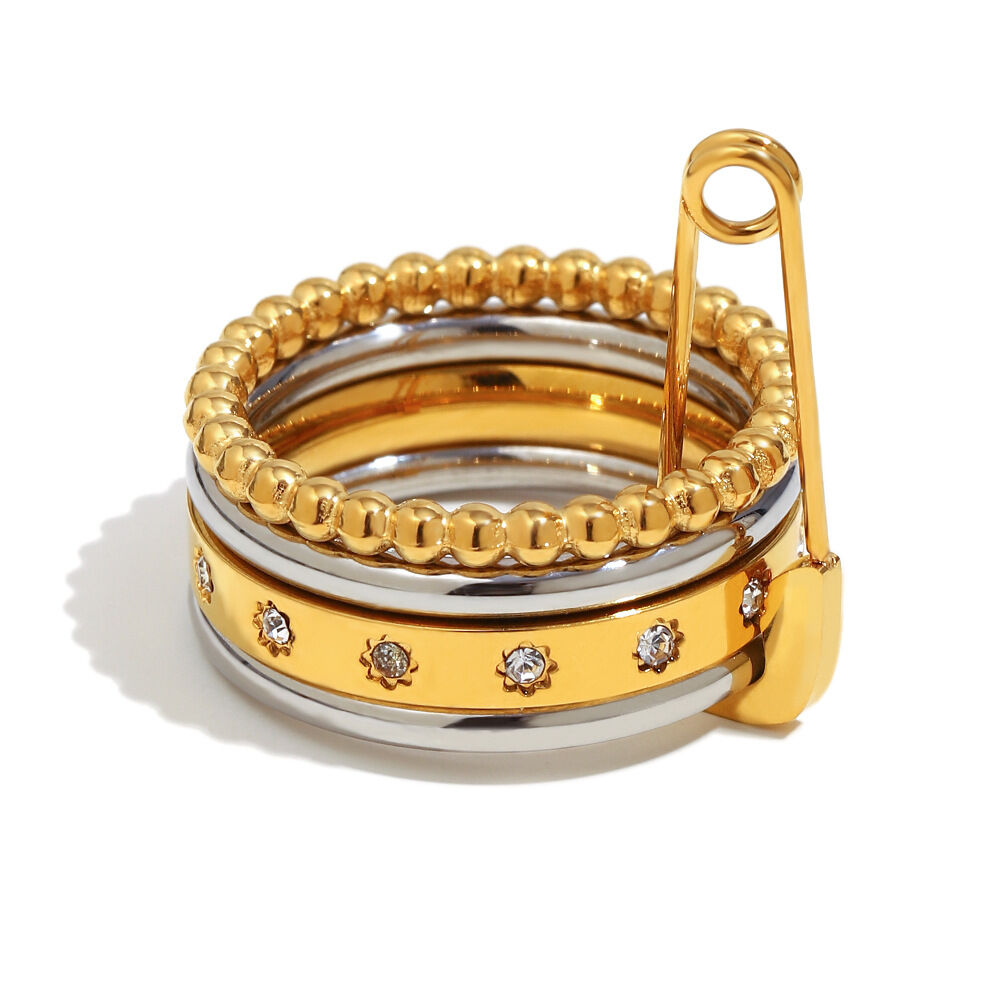 Brooch Zircon Four-Layer Ring - Two-Tone/Number 8 Picture3