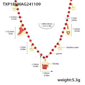 Romantic Christmas Stainless Steel Waterproof Garnet Women's Jewelry Sets h5