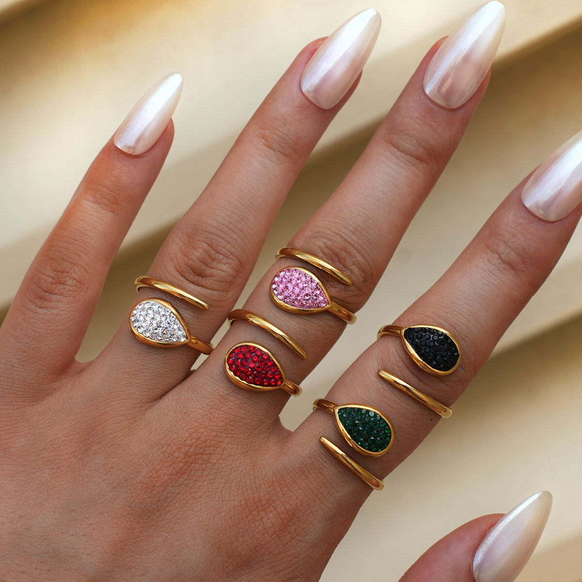 1 Piece  Casual Droplet Irregular Shape Stainless Steel Waterproof Women‘s  Statement Rings Picture7