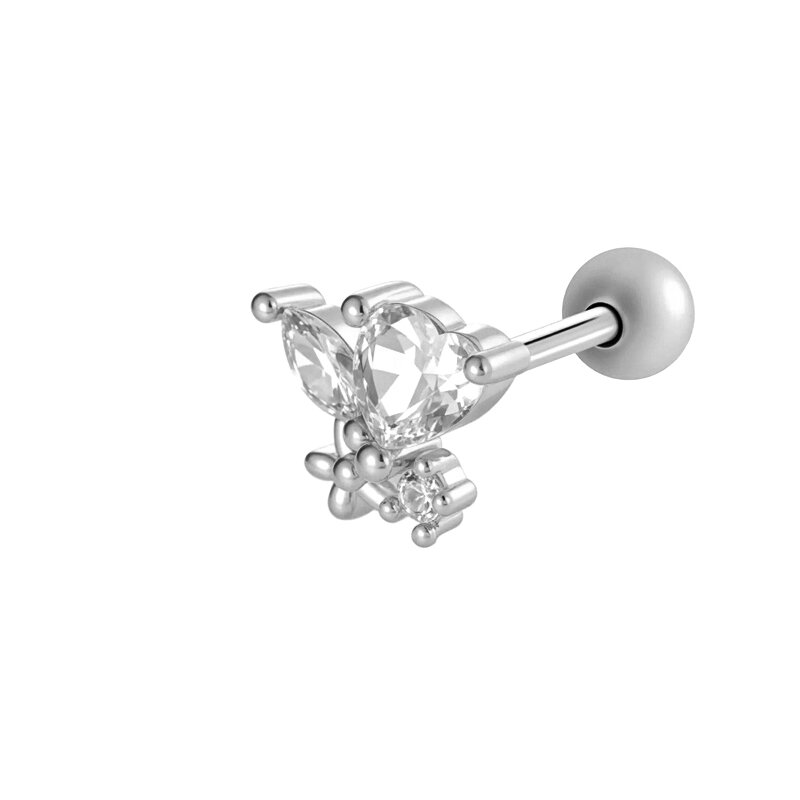 1 Parça Kalp Fiyonk Düğüm Bakır Altın Rengi Zirkonyum Piercing Küpe h5