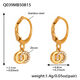 Q039-Golden Double Ring Zircon Earrings