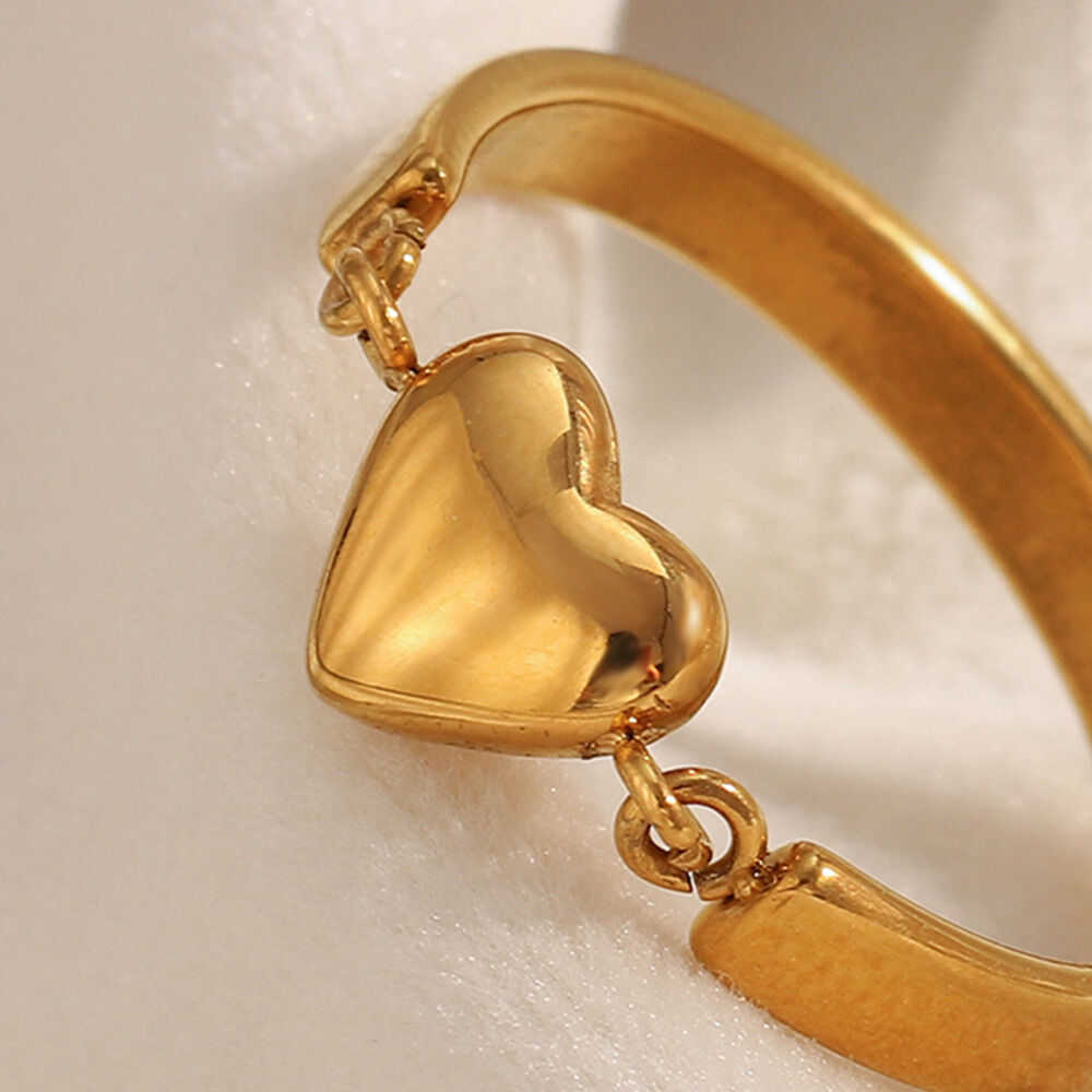 1 Stück schlichter, herzförmiger Statement-Ring aus wasserfestem Edelstahl in Goldfarbe h5Bild4