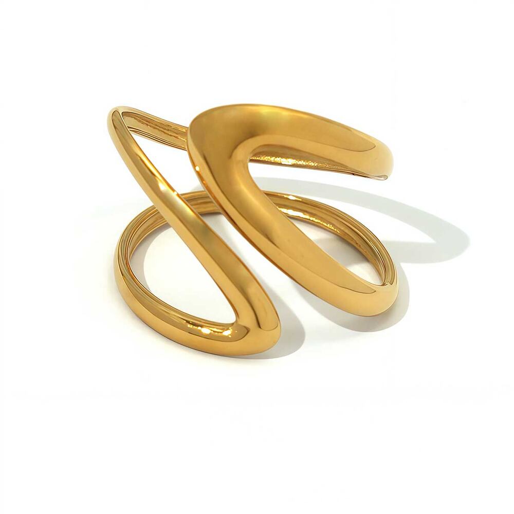 1 stuk Retro onregelmatige vorm roestvrij staal goudkleurige dames statement ringen