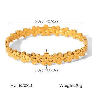 1 Piece Simple Daily Flower Stainless Steel Waterproof Gold Color Women's Bangles h5 Picture2