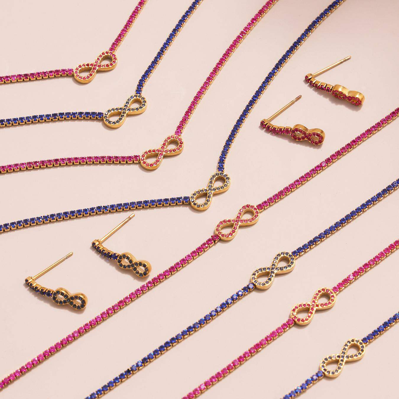 Eleganti set di gioielli da donna color oro impermeabili in acciaio inossidabile Infinity
