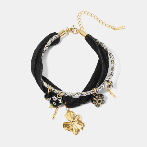 Flower Stainless Steel Waterproof Gold Color Charm Bracelet h5 Picture2
