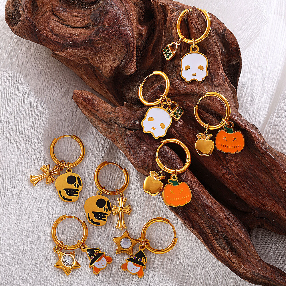 1 Pair Halloween Stainless Steel Waterproof Drop Earrings Picture4