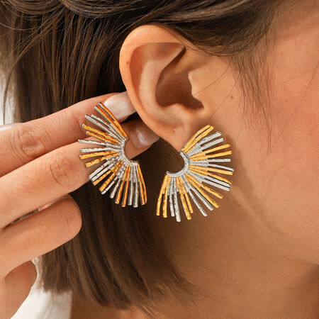 1 Pair Daily Mixed Gold Color And Silver Colors Stainless Steel Waterproof Women's Stud Earrings