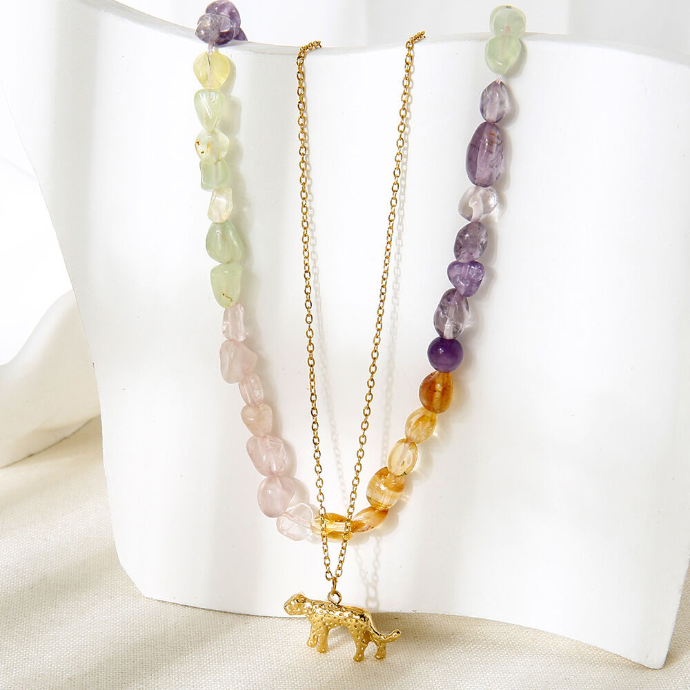 1 Set Romantic Series Natural Stones Gold Color Necklaces Set