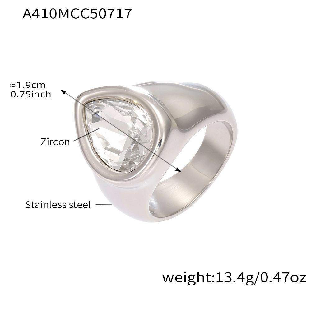A410-Steel Weiß Zirkon Teardrop Ring/Nr.7 Bild5