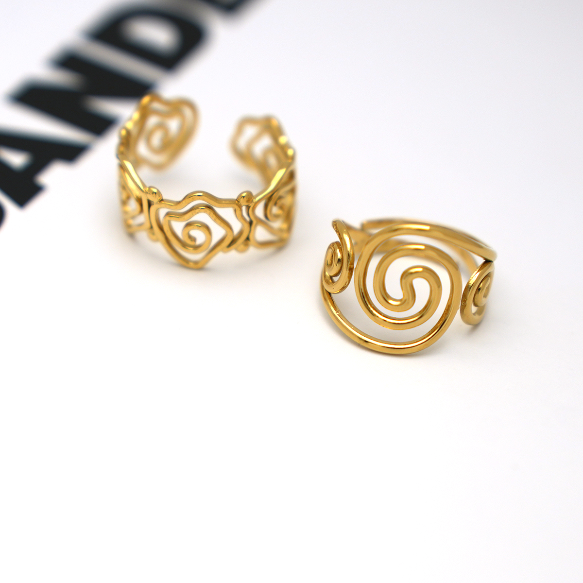 1 Piece  Simple Irregular Shape Stainless Steel Waterproof  Gold Color Women's Statement Rings Picture3