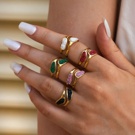 1 Piece Simple Irregular Shape Stainless Steel Waterproof Gold Color Statement Rings 2