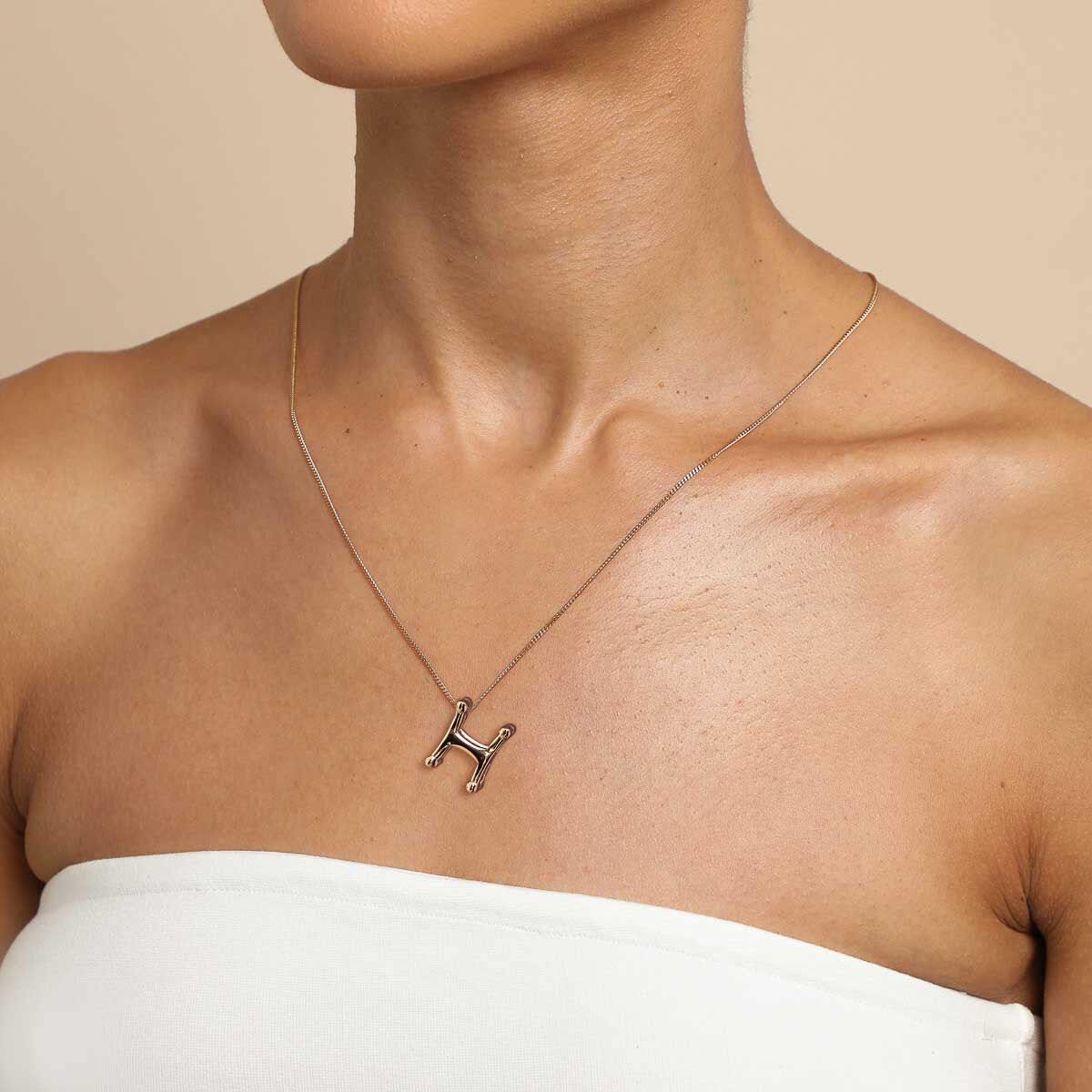 1 Piece Classic Letter H Stainless Steel Waterproof Gold Color Women's Pendant Necklaces Picture4
