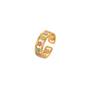 1 Piece Simple Sweet Flower Smiling Face Stainless Steel Waterproof Women's Statement Rings h5 Picture5