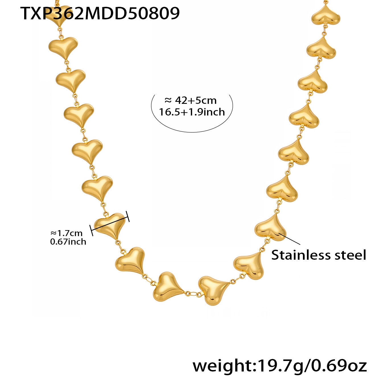 Romantic Heart Stainless Steel Waterproof Gold Color Women's Jewelry Sets