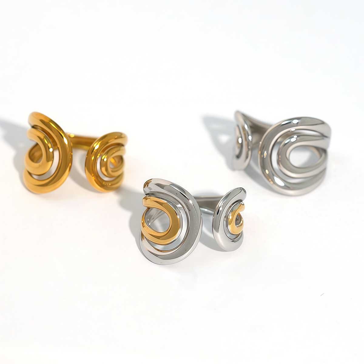 1 Piece Retro Irregular Shape Hollowed-out Stainless Steel Waterproof Women's Statement Rings h5Picture9