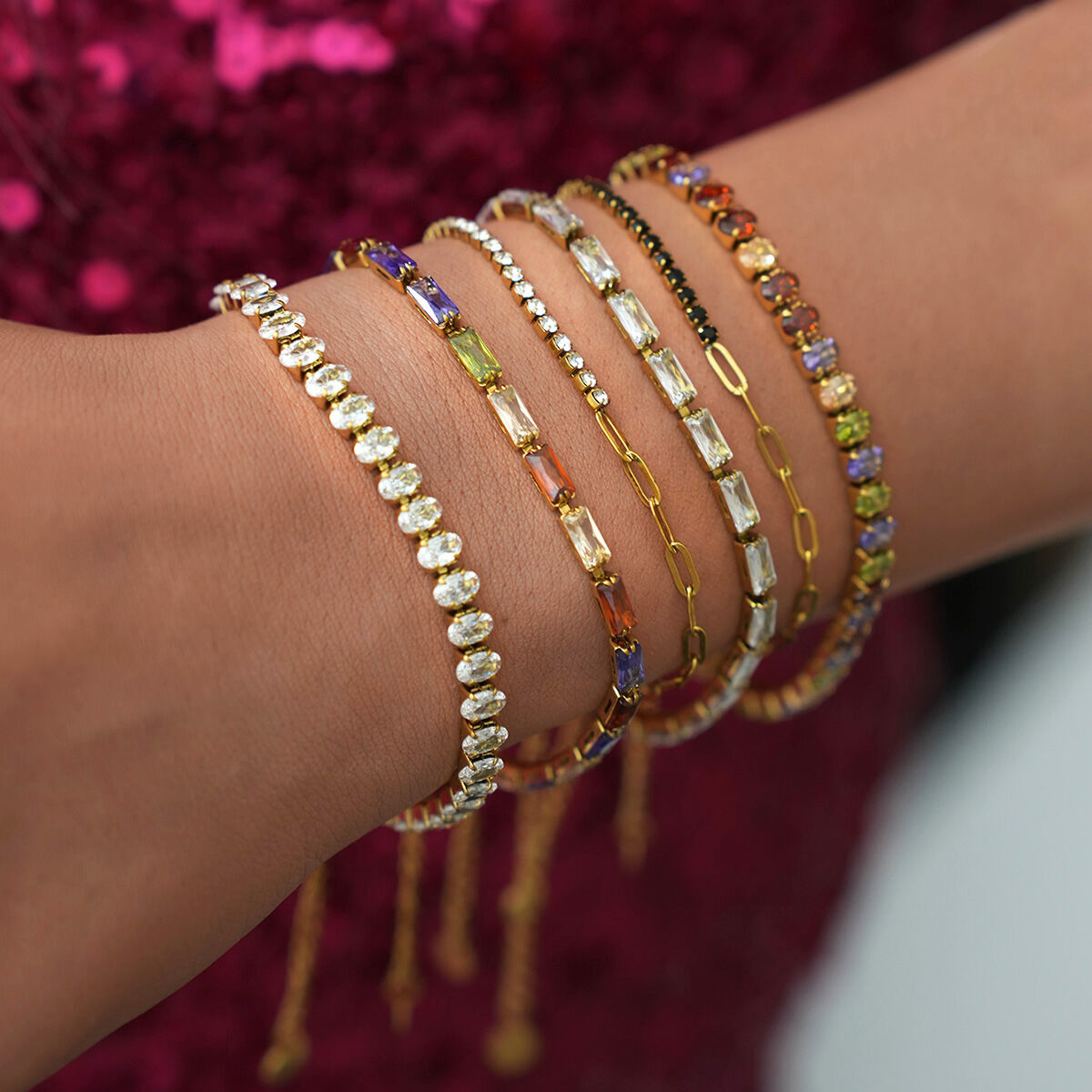 1 Piece Simple Patchwork Rectangle Stainless Steel Waterproof Women's Chain Bracelets Picture3