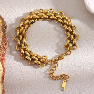 1 Piece Minimalist Chain Stainless Steel Waterproof Gold Color Women's Chain Bracelets h5 Picture5