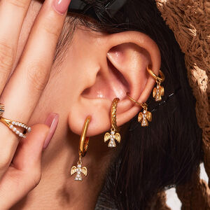 1 Pair Classic Angel Stainless Steel Waterproof Gold Color Zircon Women's Drop Earrings h5 Picture4