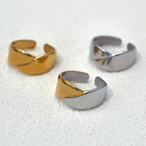 Anillos llamativos para mujer, de acero inoxidable, sencillos, informales, de forma irregular, resistentes al agua, 1 unidad h5 Imagen4
