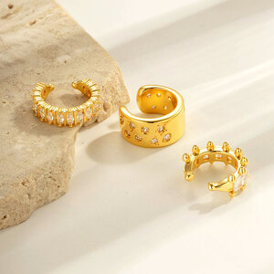 1 Piece Copper Gold Color Zircon Ear Cuffs h5 Picture3