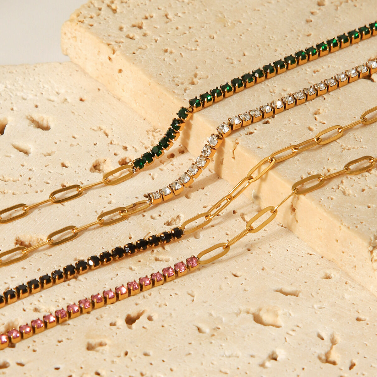 1 Piece Daily Patchwork Stainless Steel Waterproof Gold Color Women's Chain Bracelets h5 Picture4