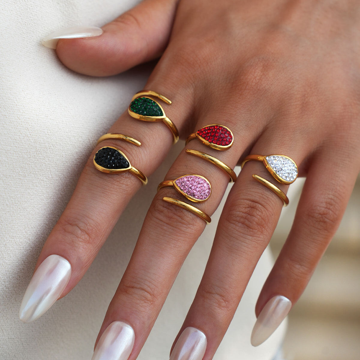 1 Piece  Casual Droplet Irregular Shape Stainless Steel Waterproof Women‘s  Statement Rings h5 Picture4