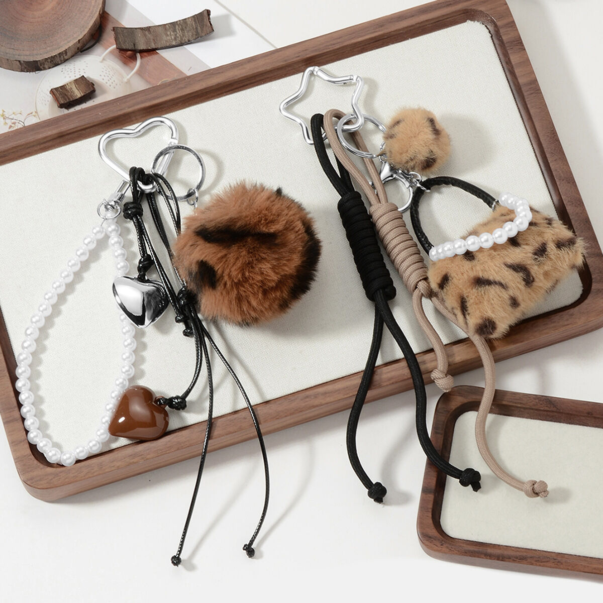 1 Piece Leopard Plush Ball Bag Charm