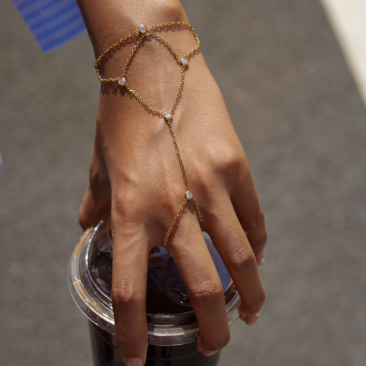 1 Piece Classic Lines Stainless Steel Waterproof Gold Color Zircon Women's Chain Bracelets Picture4