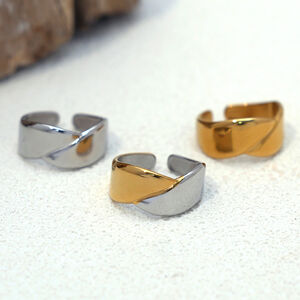 Anillos llamativos para mujer, de acero inoxidable, sencillos, informales, de forma irregular, resistentes al agua, 1 unidad h5 Imagen6