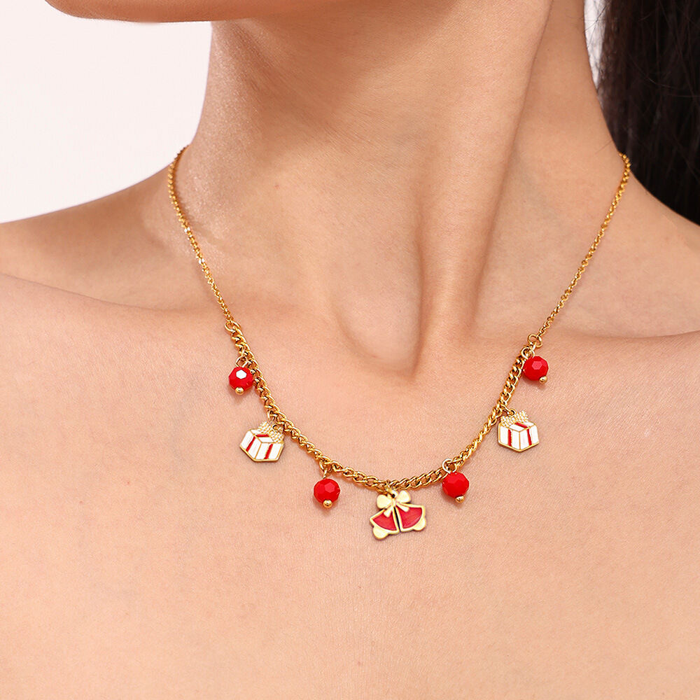 Classic Christmas Garnet Stainless Steel Waterproof Gold Color Women's Jewelry Sets Picture4