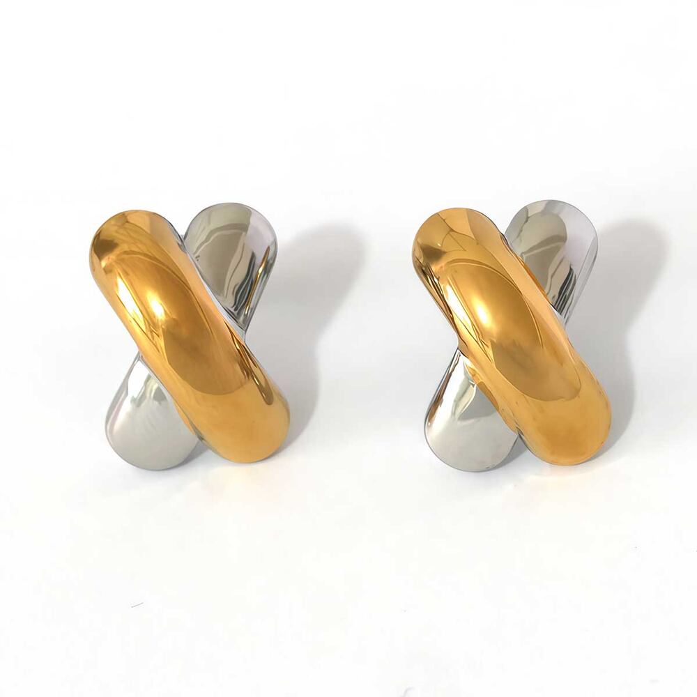 1 Piece Simple Series Daily Patchwork Stainless Steel Waterproof Gold Color Women's Stud Earrings