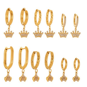 1 Paar elegante, wasserdichte Ohrhänger aus Edelstahl in Goldfarbe mit Zirkonia-Besatz h5 Bild6