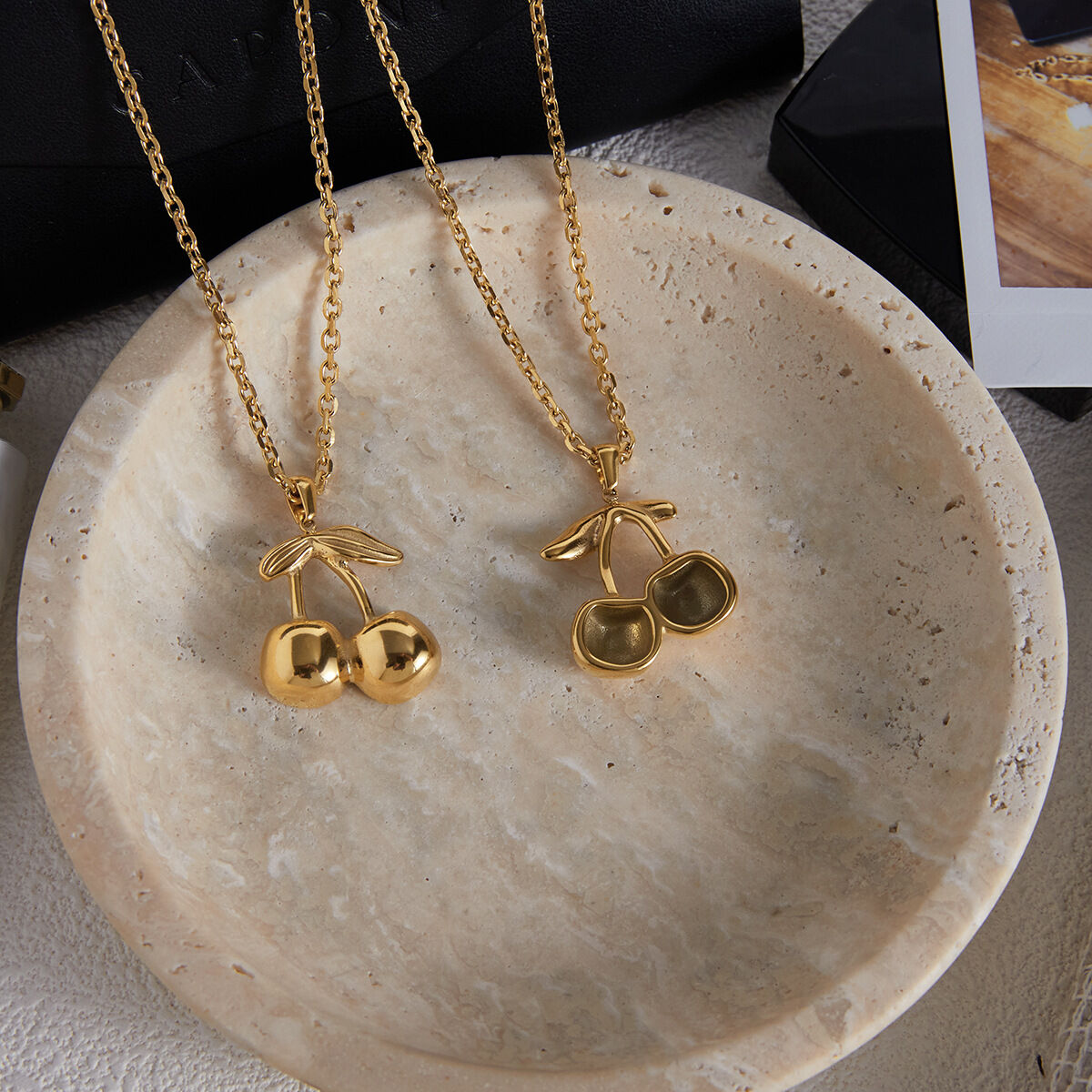 1 Piece Sweet Cherry Stainless Steel Waterproof Gold Color Women's Pendant Necklaces Picture5