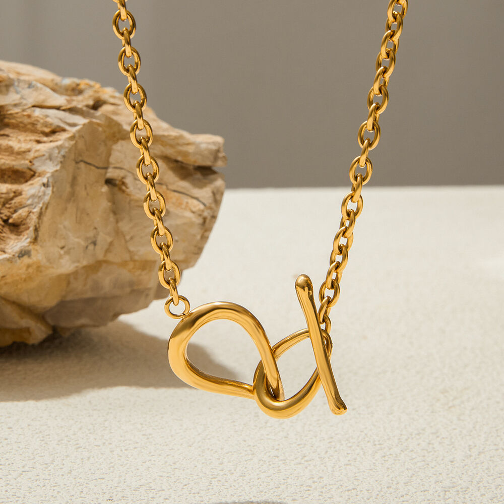 1 Piece Simple Irregular Shape Twist Stainless Steel Waterproof Gold Color Women's Chain Necklaces Picture5
