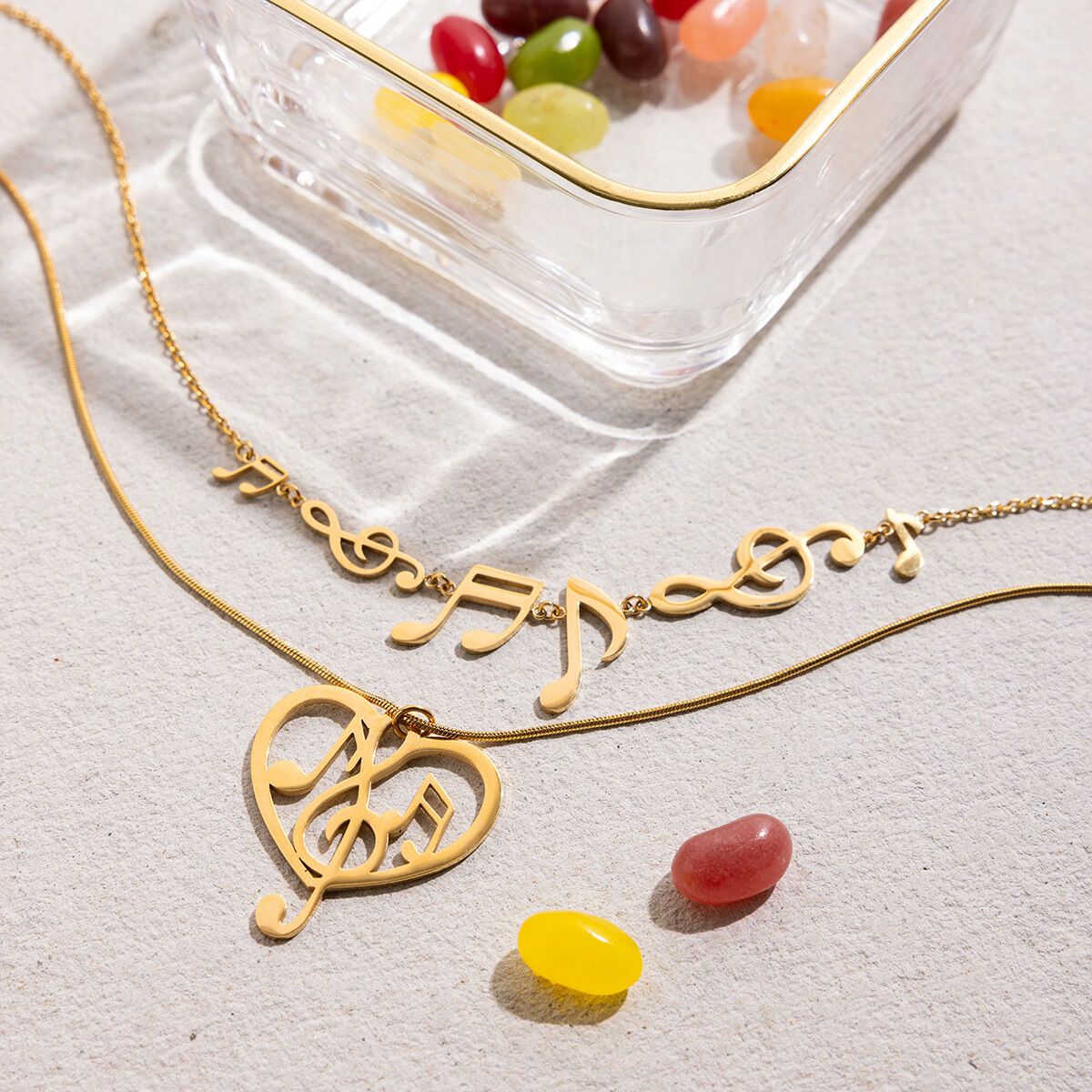 1 Piece Romantic Note Stainless Steel Waterproof Gold Color Women's Pendant Necklaces h5 Picture4