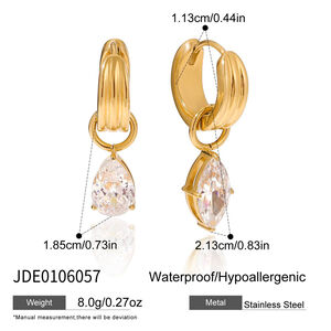 1 Pair Luxurious Droplet Stainless Steel Waterproof Gold Color Zircon Women's Drop Earrings h5 Picture2