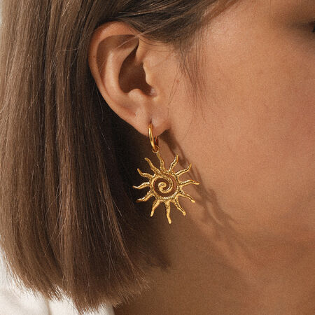 1 Pair Daily Sun Stainless Steel Waterproof Gold Color Women's Drop Earrings