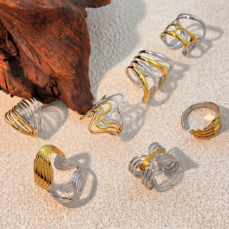1 Piece Stainless Steel Waterproof Mixed Color Minimalist Ring h5 Picture2