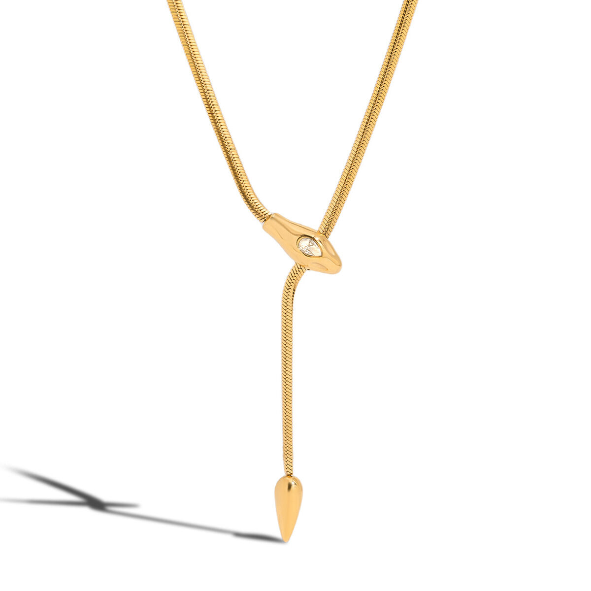 1 Piece Shinning Snake Stainless Steel Waterproof Gold Color Women's Pendant Necklaces h5 
