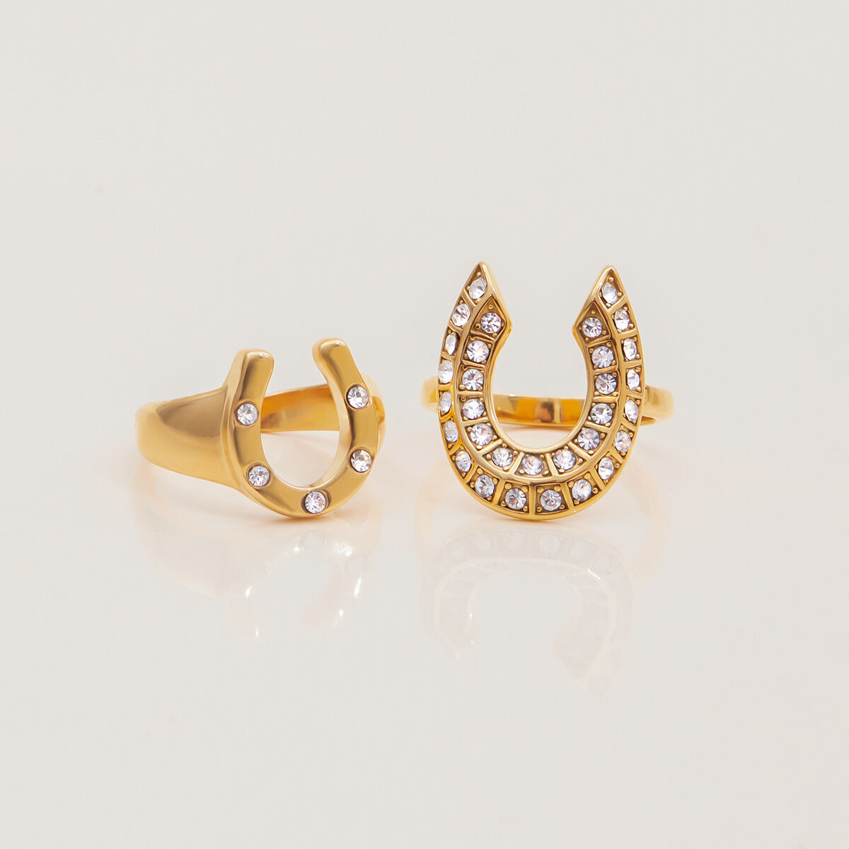 1 Piece Luxurious Horseshoe-shaped Stainless Steel Waterproof Gold Color Statement Rings h5 Picture3